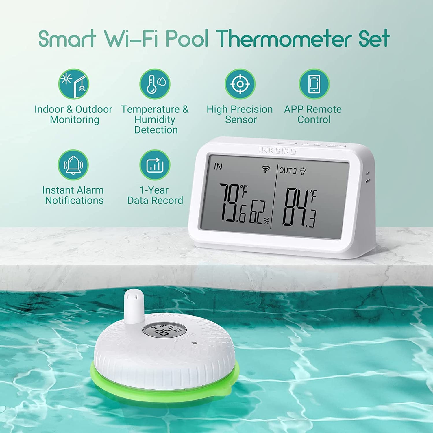 Wireless Pool Thermometer Set IBS-P02R with WIFI Gateway IBS-M2 — INKBIRD