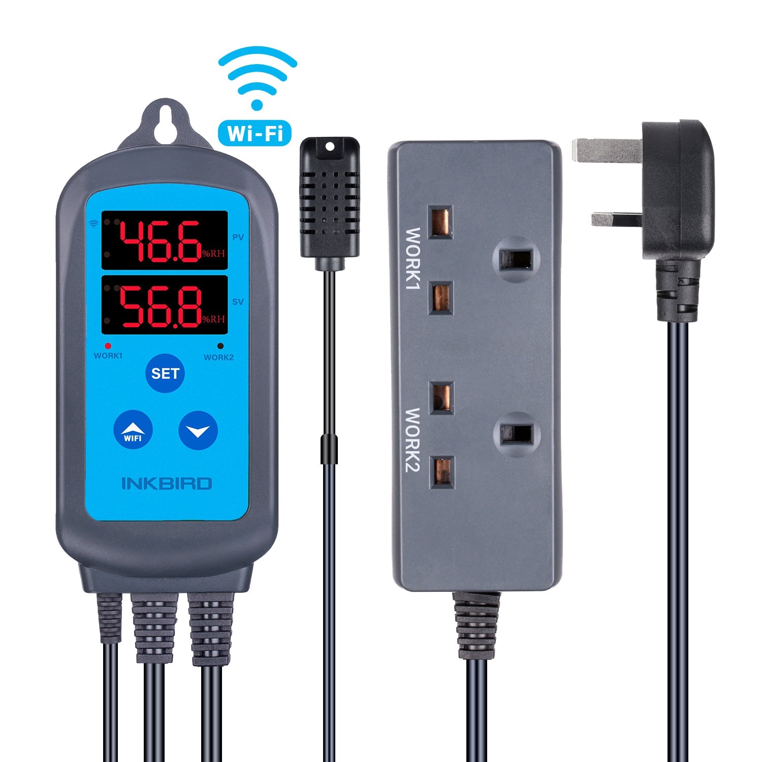INKBIRD Digital Humidity Controller Pre-Wired Outlet Dual Stage