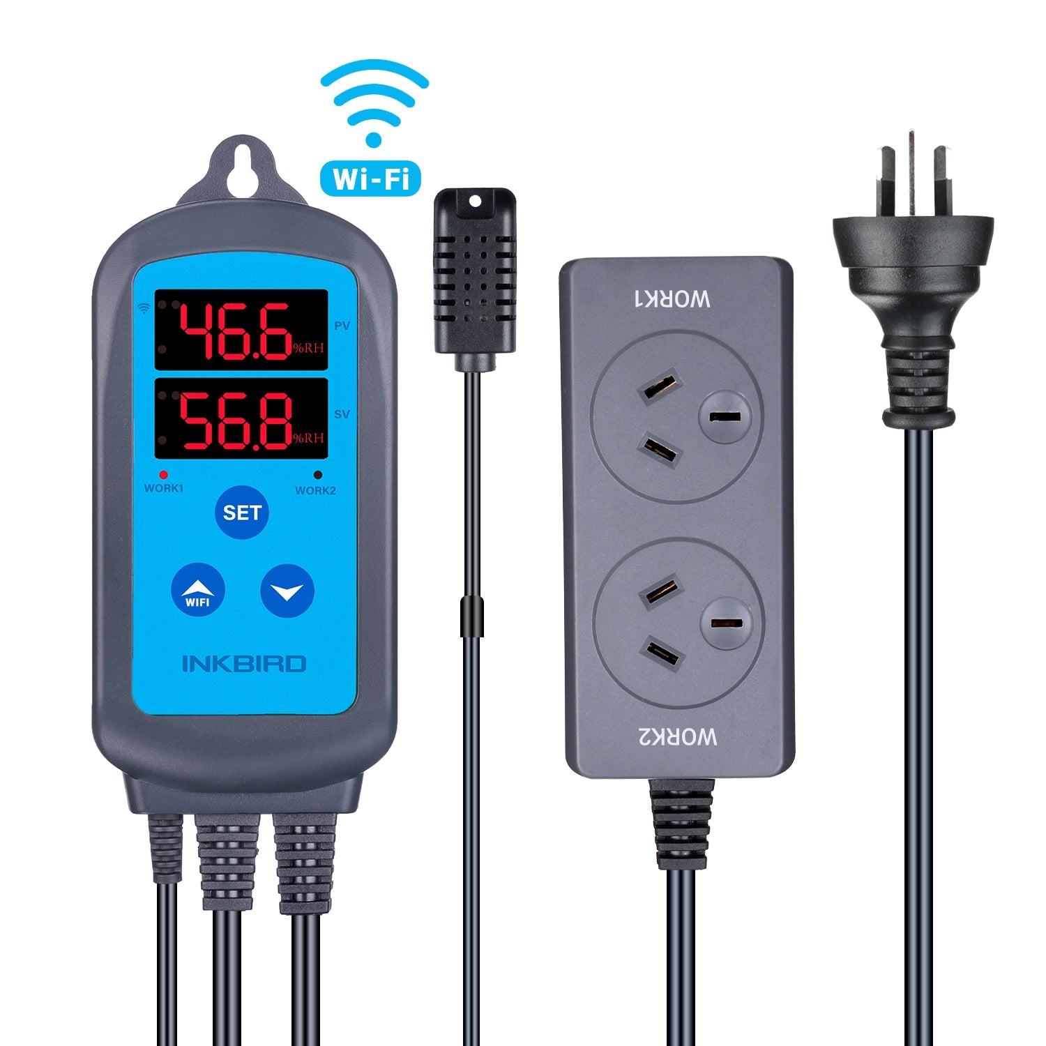 INKBIRD Digital Humidity Controller Pre-Wired Outlet Dual Stage