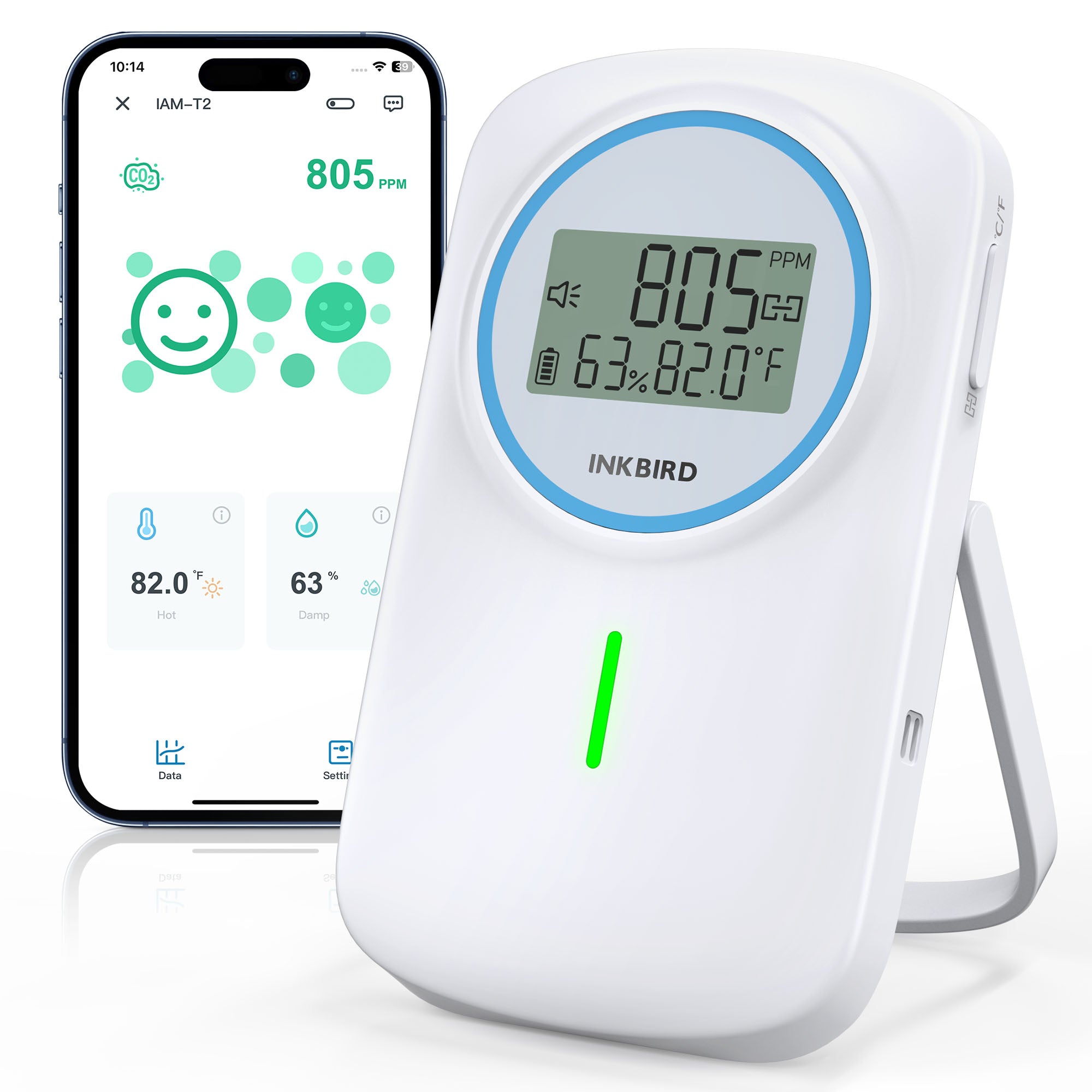 Bluetooth 3-in-1 Indoor Air Quality Monitor IAM-T2 – INKBIRD