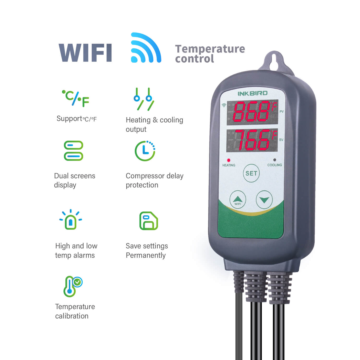 INKBIRD Digital Temperature Controller Dual Stage Thermostat ITC-308