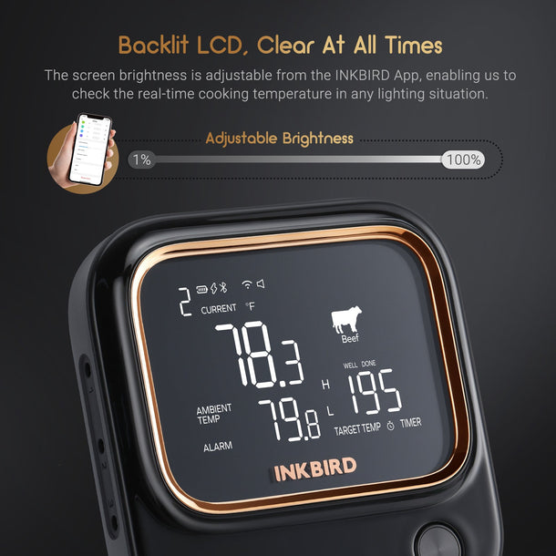 INKBIRD Bluetooth & Wi-Fi BBQ Thermometer,Vleesthermometer met 4 Sondes,APP-bediening,Temperatuuralarm en Timer,USB Oplaadbaar,Geschikt voor Oven,Barbecue INKBIRD Bluetooth & Wi-Fi BBQ Thermometer,Vleesthermometer met 4 Sondes,APP-bediening,Temperatuuralarm en Timer,USB Oplaadbaar,Geschikt voor Oven,Barbecue
