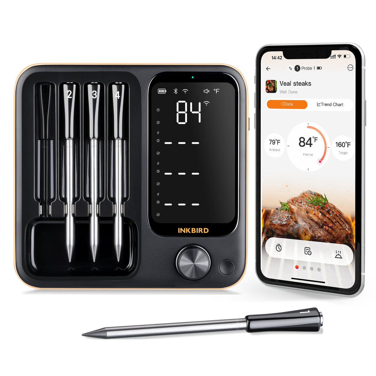 Inkbird 4-Probe Wireless Smart Meat Thermometer INT-14-BW – INKBIRD