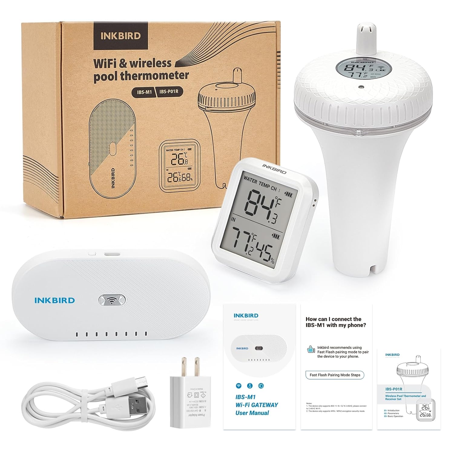 INKBIRD Wireless Pool Thermometer and WiFi Gateway Combo, with IBS-P01R INKBIRD Wireless Pool Thermometer and WiFi Gateway Combo, with IBS-P01R