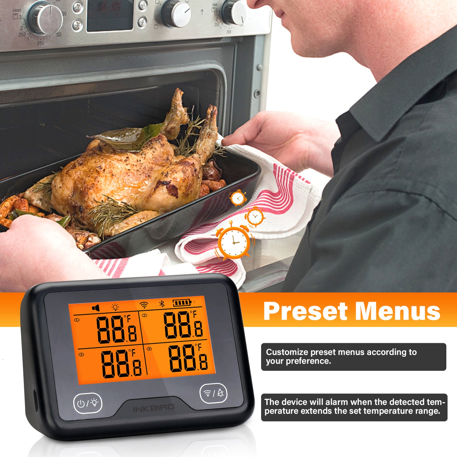 INKBIRD Wireless Wi-Fi & Bluetooth Grill Meat Thermometer IBBQ-4BW