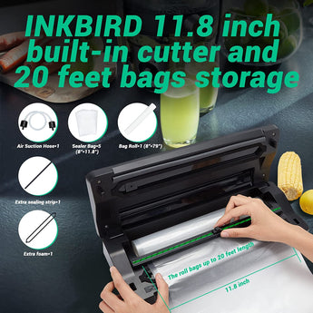 Inkbird Vacuum Sealer 85Kpa, Built-in Cutter & Roll Sealing 