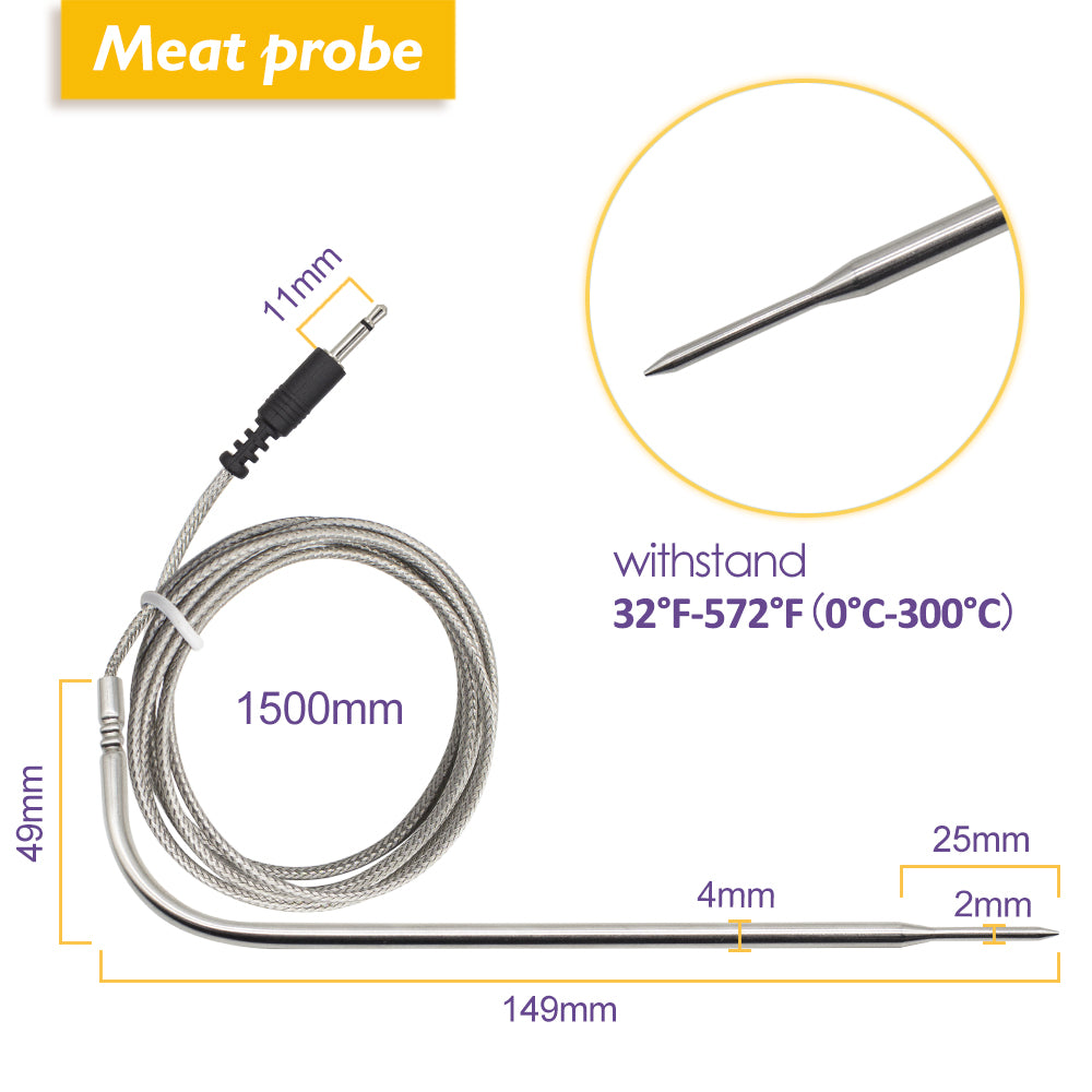 Inkbird 150cm Stainless Probe Replacement for IBT-4XS Meat Grill