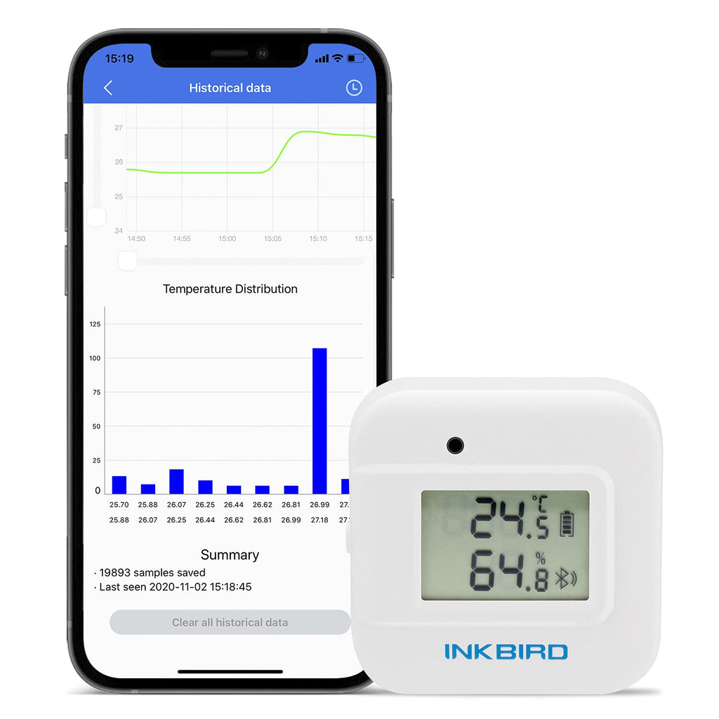 Inkbird Wireless Thermometer Humidity and Temperature Monitor, IBS-TH2  Freezer Thermometer Bluetooth Temperature Sensor Smart, with APP for  Android