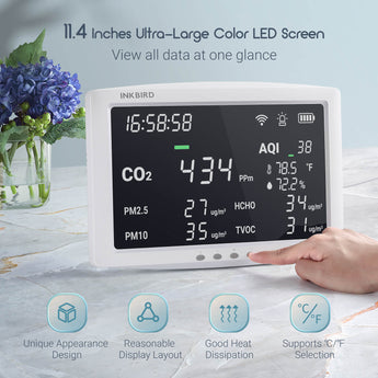 Wireless 8 - in - 1 Air Quality Monitor IAQM - 128W - INKBIRD